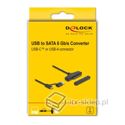 Kabel USB do dysku SATA 6 Gb/s ze złączem USB-A i USB-C 30cm Delock 61042
