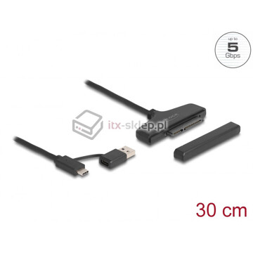 Kabel USB do dysku SATA 6 Gb/s ze złączem USB-A i USB-C 30cm Delock 61042
