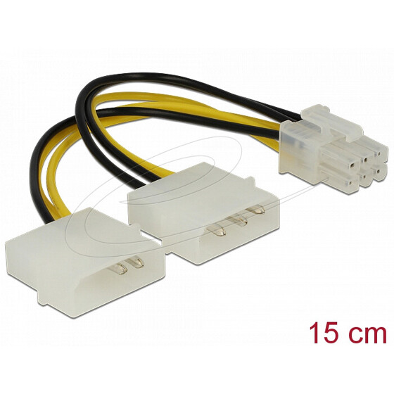 Kabel zasilający 1x 6pin - 2x Molex 15cm Delock 82315