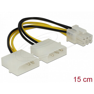 Kabel zasilający 1x 6pin - 2x Molex 15cm Delock 82315