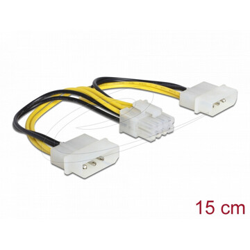 Kabel zasilający 2x 4pin Molex - 8pin EPS 15cm Delock 83410