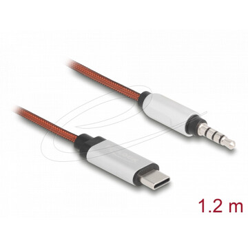 Kabel audio USB Typ-C męski - Jack 3,5 mm 4pin w oplocie 1,2m Delock 81288
