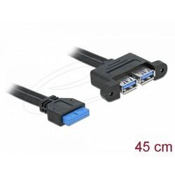 Kabel USB 3.0 wewnętrzny 19pin F - 2xUSB 3.0-A żeńsko-żeński poziome 5Gbps 50cm