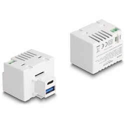 Moduł Keystone z portem ładowania USB Typ-A i USB Type-C PD 20W biały Delock 41478