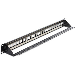 Patchpanel 19" Keystone 24-portowy czarny Delock 43277