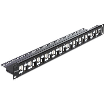 Patchpanel 19" Keystone 24-portowy stopniowany czarny Delock 43278