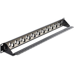 Patchpanel 19" Keystone 24-portowy stopniowany czarny Delock 43278