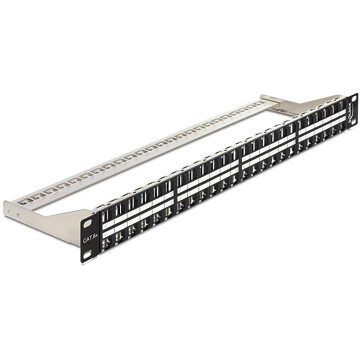 Patchpanel 19" Keystone 48-portowy 1U czarny Delock 43280