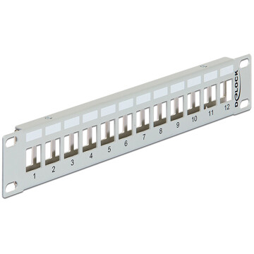 Patchpanel 10" Keystone 12-portowy metalowy szary Delock 43327