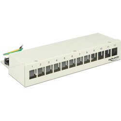 Patchpanel Desktop Keystone 12-portowy metalowy szary Delock 43335
