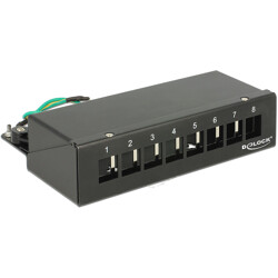 Patchpanel Desktop Keystone 8-portowy metalowy czarny Delock 43338