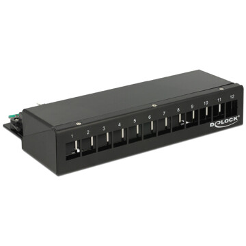 Patchpanel Desktop Keystone 12-portowy metalowy czarny Delock 43339