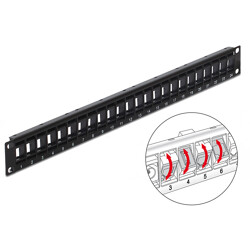 Patchpanel 19" Keystone 24-portowy obrotowy czarny Delock 43340
