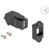 Złącze USB 2.0 Typu-A do montażu panelowego żeńskie do żeńskiego Typu-A pod kątem 45° czarne Delock 67150