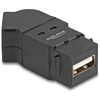 Złącze USB 2.0 Typu-A do montażu panelowego żeńskie do żeńskiego Typu-A pod kątem 45° czarne Delock 67150