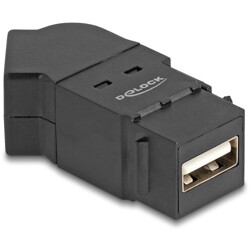 Złącze USB 2.0 Typu-A do montażu panelowego żeńskie do żeńskiego Typu-A pod kątem 45° czarne Delock 67150
