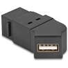 Złącze USB 2.0 Typu-A do montażu panelowego żeńskie do żeńskiego Typu-A pod kątem 45° czarne Delock 67150