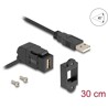 Złącze USB 2.0 Typu-A do montażu panelowego żeńskie do męskiego Typu-A pod kątem 45° z przewodem 30 cm czarne Delock 67151