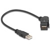 Złącze USB 2.0 Typu-A do montażu panelowego żeńskie do męskiego Typu-A pod kątem 45° z przewodem 30 cm czarne Delock 67151