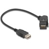 Złącze USB 2.0 Typu-A do montażu panelowego żeńskie do żeńskiego Typu-A pod kątem 45° z przewodem 30 cm czarne Delock 67152