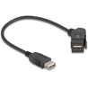 Złącze USB 2.0 Typu-A do montażu panelowego żeńskie do żeńskiego Typu-A pod kątem 45° z przewodem 30 cm czarne Delock 67152