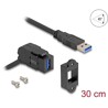 Złącze USB 5 Gbps Typu-A do montażu panelowego żeńskie do męskiego Typu-A pod kątem 45° z przewodem 30 cm czarne Delock 67153