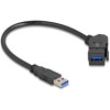 Złącze USB 5 Gbps Typu-A do montażu panelowego żeńskie do męskiego Typu-A pod kątem 45° z przewodem 30 cm czarne Delock 67153