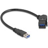 Złącze USB 5 Gbps Typu-A do montażu panelowego żeńskie do męskiego Typu-A pod kątem 45° z przewodem 30 cm czarne Delock 67153