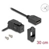 Mocowanie panelowe Mini DisplayPort żeńskie do żeńskiego DisplayPort kątowe 45° z przewodem 30 cm 8K 30 Hz czarne Delock 67155