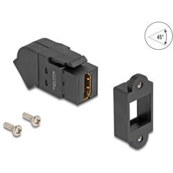 Mocowanie panelowe HDMI żeńskie do żeńskiego HDMI kątowe 45° 8K 60 Hz czarne Delock 67156