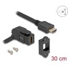 Złącze HDMI do montażu panelowego żeńskie do męskiego HDMI pod kątem 45° z przewodem 30 cm 8K 60 Hz czarne Delock 67157