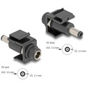 Moduł Keystone DC 5.5 x 2.1 mm wtyk żeński do wtyku DC 5.5 x 2.5 mm męski czarny Delock 84163