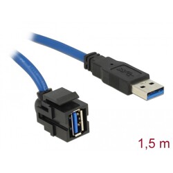 Moduł Keystone USB 3.0 A wtyk żeński 250° do USB 3.0 A wtyk męski z przewodem 1.5 m Delock 86011
