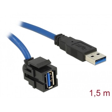 Moduł Keystone USB 3.0 A wtyk żeński 250° do USB 3.0 A wtyk męski z przewodem 1.5 m Delock 86011