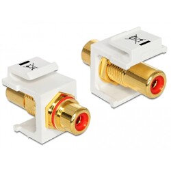 Moduł Keystone RCA wtyk żeński do RCA wtyk żeński pozłacany czerwony biały Delock 86308