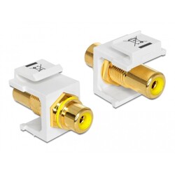 Moduł Keystone RCA wtyk żeński do RCA wtyk żeński pozłacany żółty biały Delock 86309