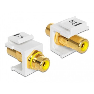 Moduł Keystone RCA wtyk żeński do RCA wtyk żeński pozłacany żółty biały Delock 86309