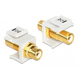 Moduł Keystone RCA wtyk żeński do RCA wtyk żeński pozłacany biały biały Delock 86310