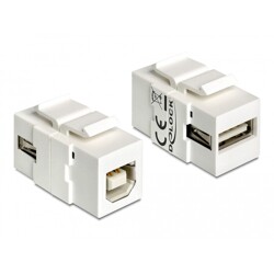 Moduł Keystone USB 2.0 A wtyk żeński do USB 2.0 B wtyk żeński biały Delock 86320