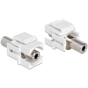 Moduł Keystone stereo jack męski 3.5 mm 3-pin do stereo jack żeński 3.5 mm 3-pin biały Delock 86322