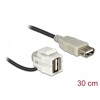 Moduł Keystone USB 2.0 A wtyk żeński 110° do USB 2.0 A wtyk żeński z przewodem biały Delock 86327