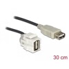 Moduł Keystone USB 2.0 A wtyk żeński 250° do USB 2.0 A wtyk żeński z przewodem biały Delock 86329