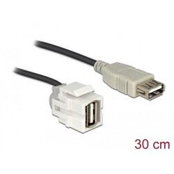 Moduł Keystone USB 2.0 A wtyk żeński 250° do USB 2.0 A wtyk żeński z przewodem biały Delock 86329