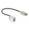 Moduł Keystone USB 2.0 A wtyk żeński 250° do USB 2.0 A wtyk żeński z przewodem biały Delock 86329