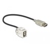 Moduł Keystone USB 2.0 A wtyk żeński 250° do USB 2.0 A wtyk żeński z przewodem biały Delock 86329