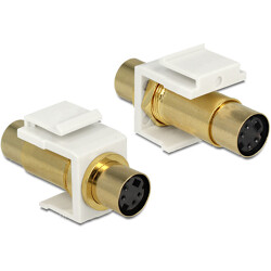 Moduł Keystone Mini-DIN 4-pin (S-Video) gniazdo do gniazda pozłacane białe Delock 86338