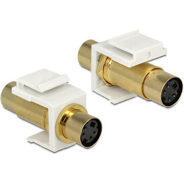 Moduł Keystone Mini-DIN 4-pin (S-Video) gniazdo do gniazda pozłacane białe Delock 86338
