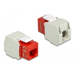 Moduł Keystone RJ45 do LSA beznarzędziowy Cat.6 UTP czerwony Delock 86344