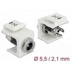 Moduł Keystone DC 5.5 x 2.1 mm wtyk żeński biały Delock 86355