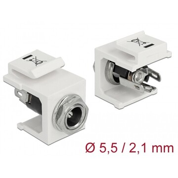 Moduł Keystone DC 5.5 x 2.1 mm wtyk żeński biały Delock 86355
